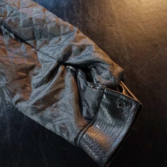 Faux Leather Jacket Men's Black with Brown Faux fur lining M/L New - Picture 12 of 12